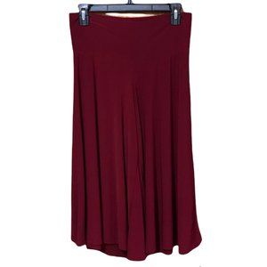 Women Fashion Gaucho Pants, High Waistband Wine Red, Large